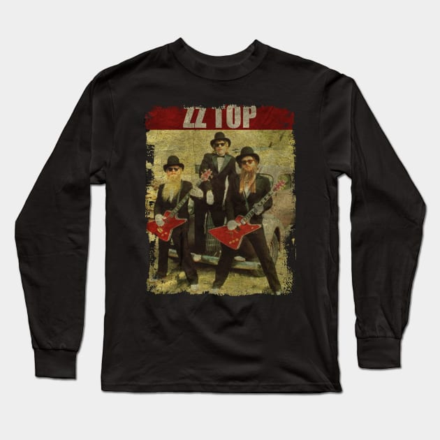 TEXTURE ART-ZZ Top - RETRO STYLE 1 Long Sleeve T-Shirt by ZiziVintage